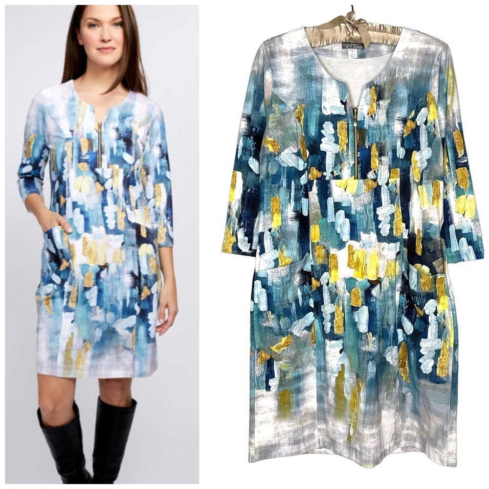 Dolcezza Simply Art Dress Medium Wearable Art Abstract‎ Sheath Stretch Cotton
